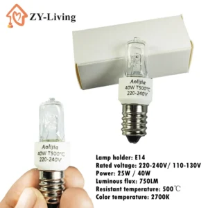25W/40W E14 Oven Light Bulb 220-240V Safe Halogen