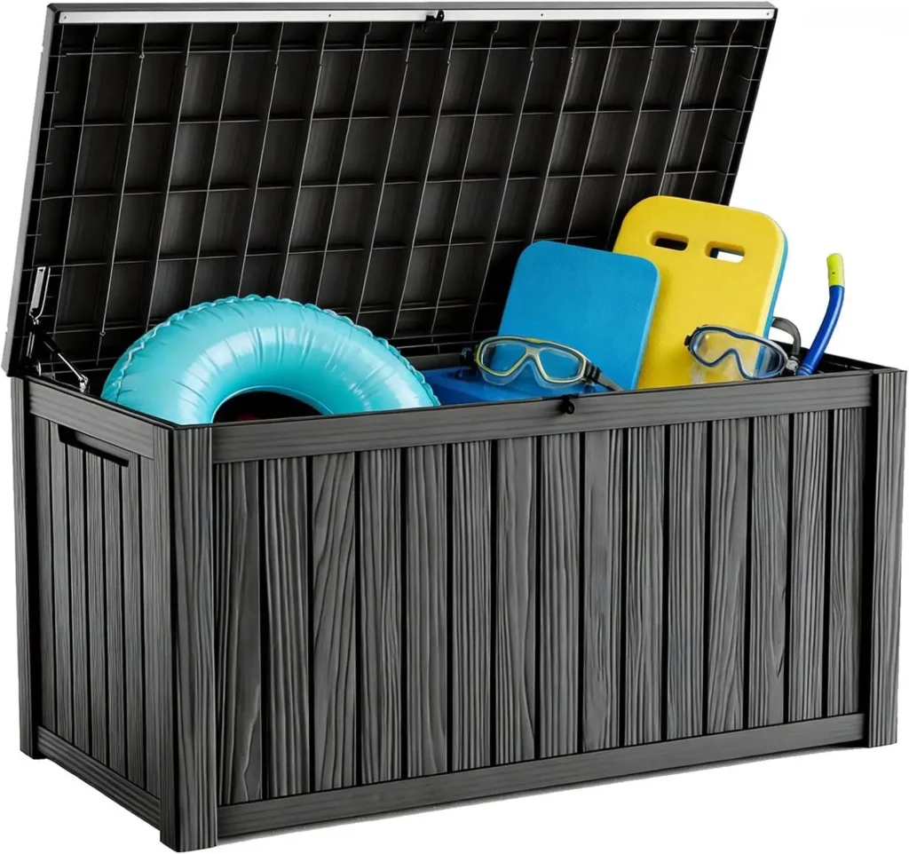 200 Gallon Outdoor Storage Box, Lockable Waterproof Deck