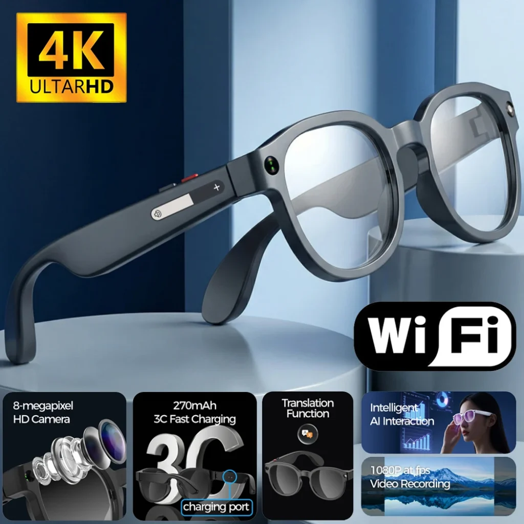 2026 AI Smart Glasses AI Translation 8MP HD