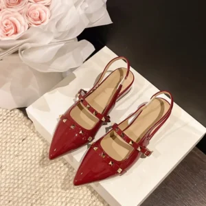 2026 Style French Rivet Heeled Sandals – Flat