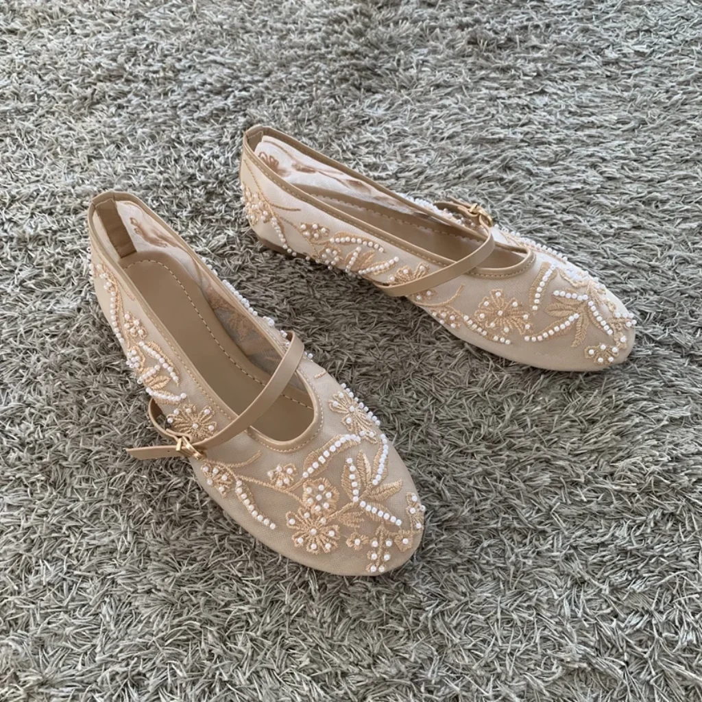 2026 Summer Women Mary Jane Shoes Embroidered Flower