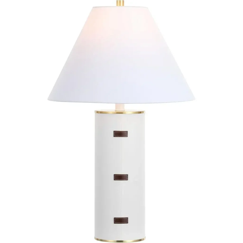27-inch LED Table Lamp – White/Brown/Brass Gold Bedroom,