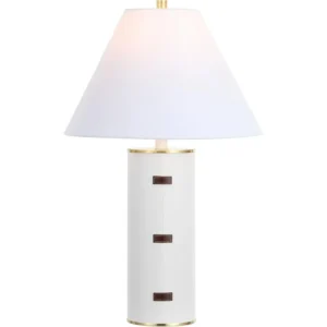 27-inch LED Table Lamp – White/Brown/Brass Gold Bedroom,