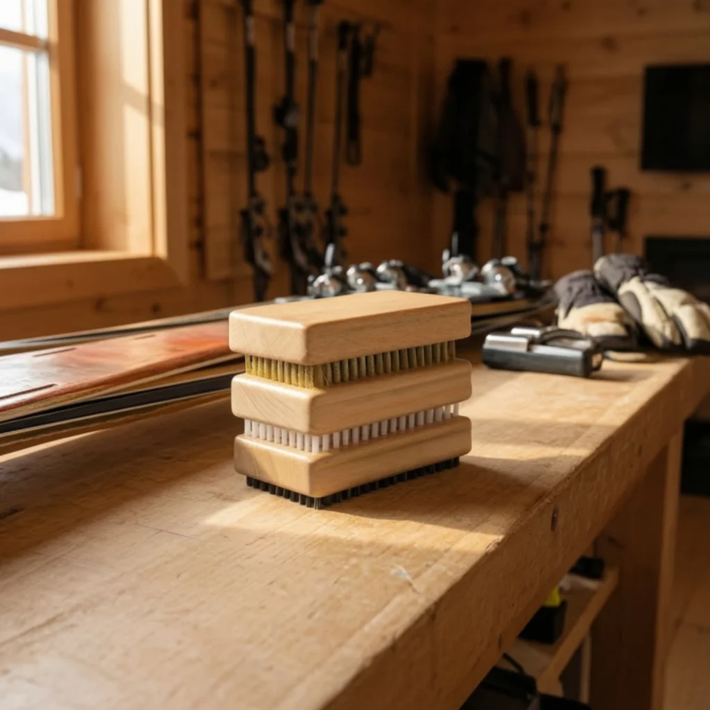 Ski Board Waxing Brush Mixed-Bristle Ski Brush Brass