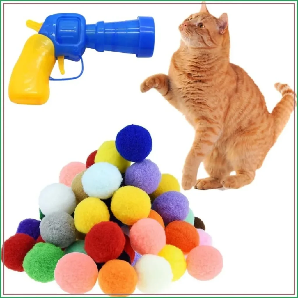 Soft Pom Pom Balls Kittens Cat Ball Launcher