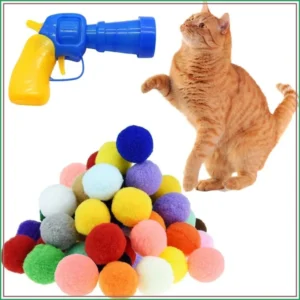 Soft Pom Pom Balls Kittens Cat Ball Launcher
