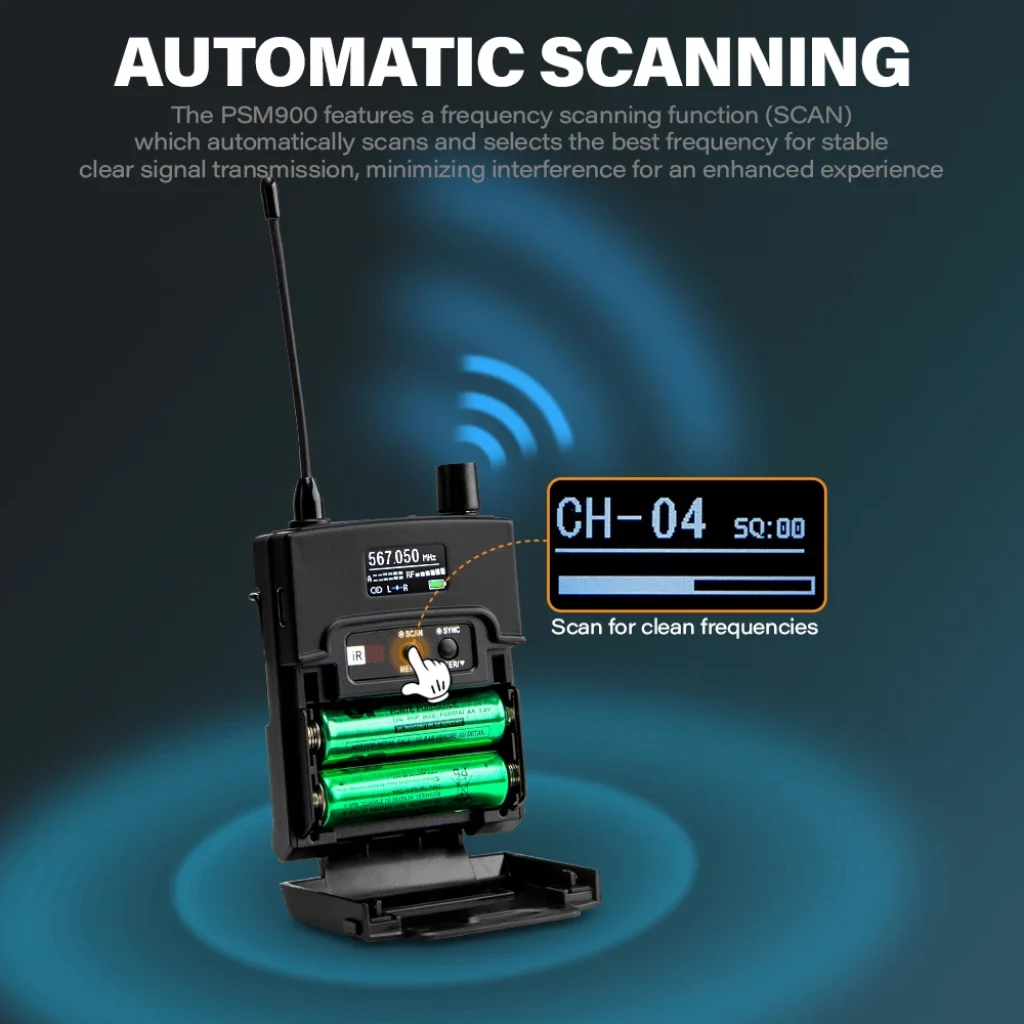 32-Channel Wireless In-Ear Monitoring System Automatically Paired Stereo