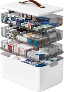 4-Tier Medicine Storage Box Handle, Portable First Aid