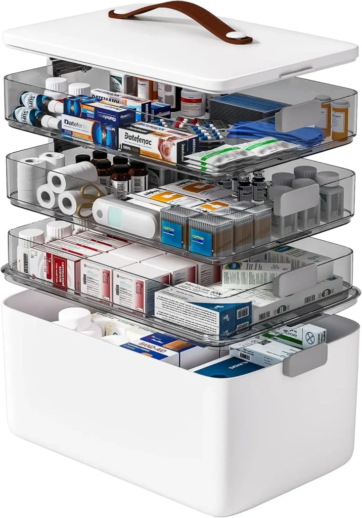 4-Tier Medicine Storage Box Handle, Portable First Aid