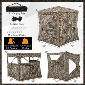 5-in-1 Detachable Hunting Blind, 2-3 People Skylight, Outdoor