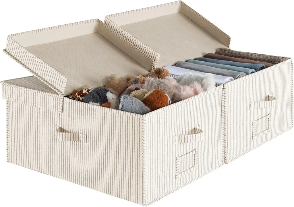 55L Extra Large Storage Bins Lids, Decorative Fabric
