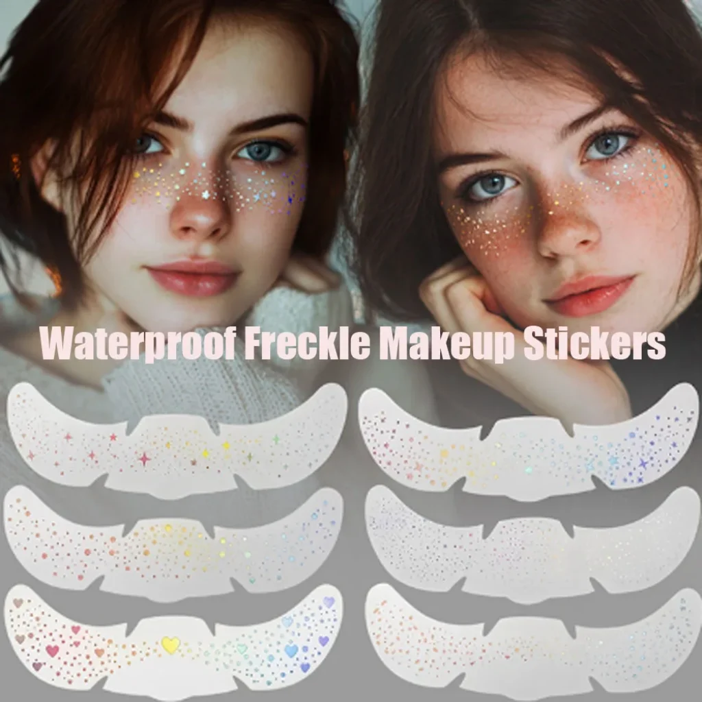 6 Sheets Glitter Freckles Holographic Stickers Heart Freckle