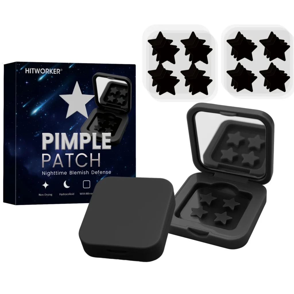 60-Piece Mirror-Boxed Star-Shaped Black Acne Patches – Hydrocolloid,