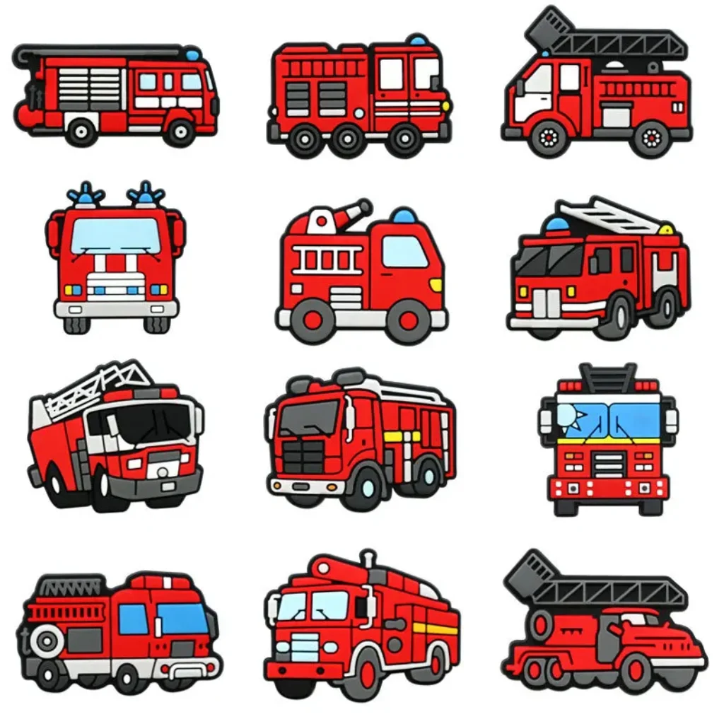 9- Cartoon fire truck flame fire brigade Shoe