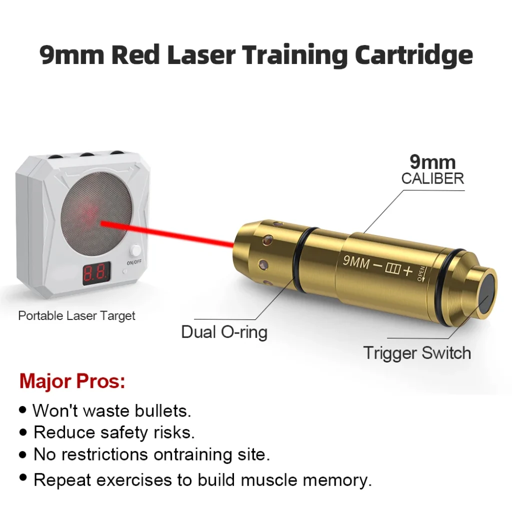 9mm Long (Pointed) Red Laser Training Cartridge Brass