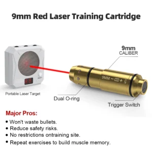 9mm Long (Pointed) Red Laser Training Cartridge Brass
