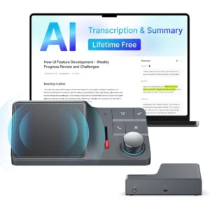 AI Conference Speakerphone Bluetooth Connectivity, Noise-Canceling Mics, AI
