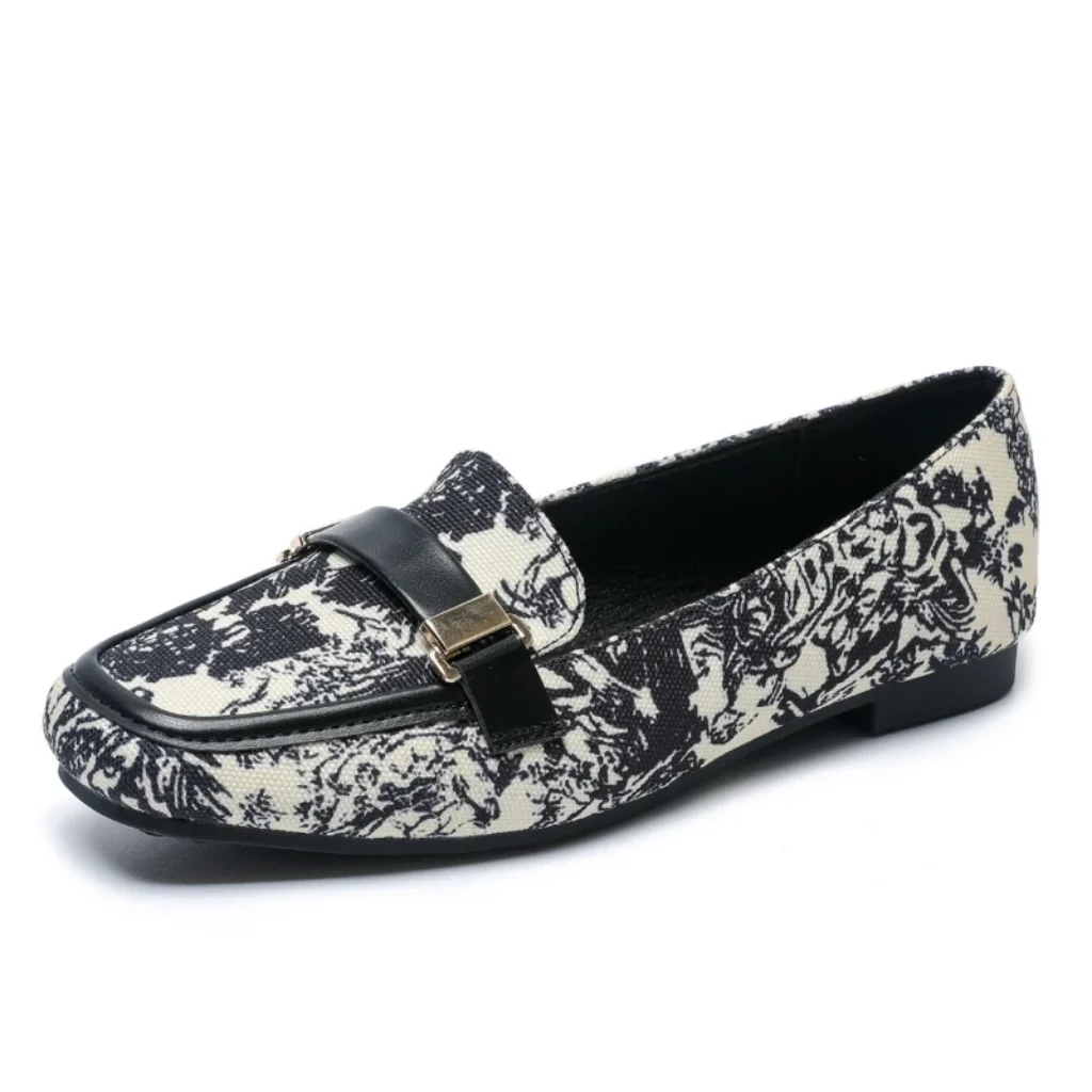 Autumn Flats Women Shoes Belt buckl Loafers cloth