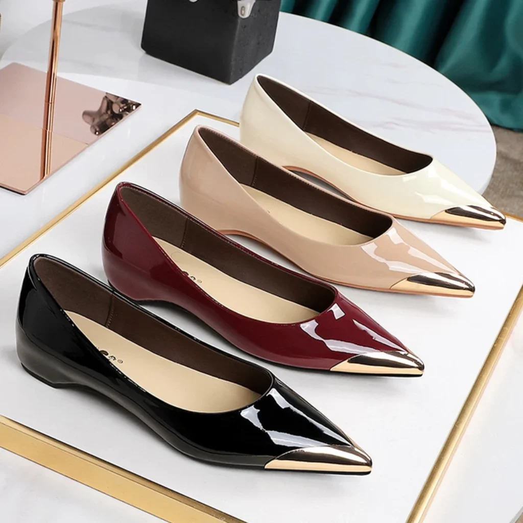 BIGTREE Shoes Low Heeled Women’s Shoes Patent Leather