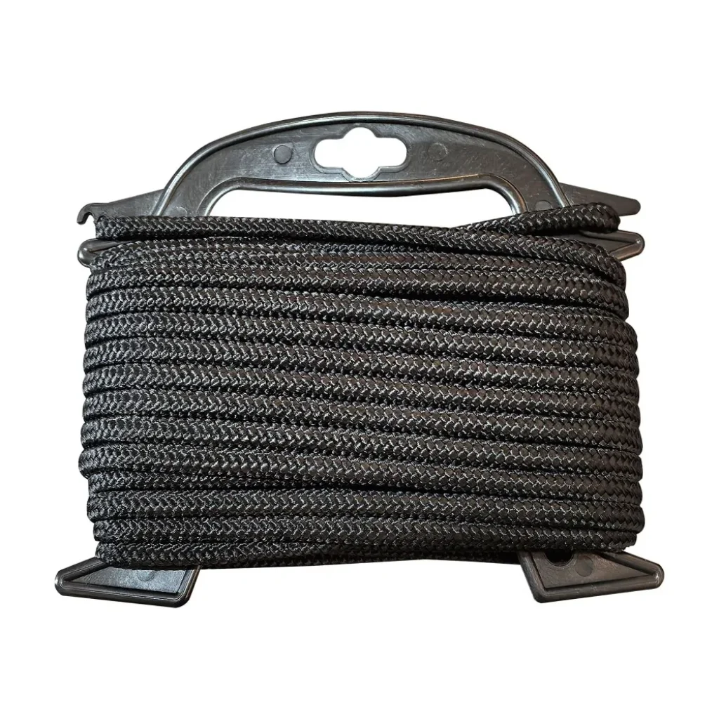 Black Polypropylene Diamond Braid Rope 1/4 Inch Diameter