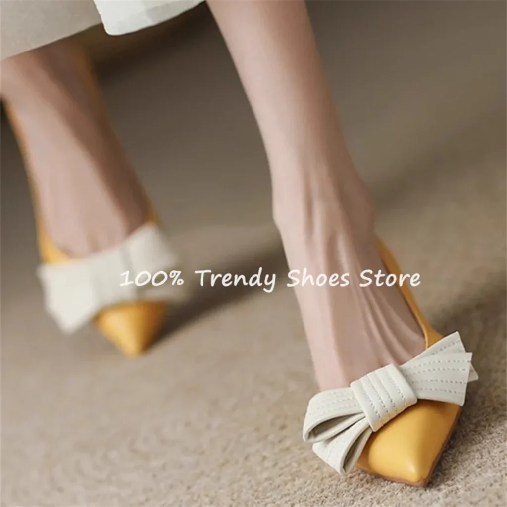 Butterfly Knot Decor Women Slip-On Pumps French Style