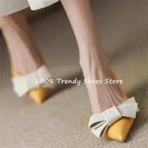 Butterfly Knot Decor Women Slip-On Pumps French Style