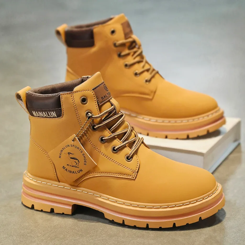 Classic Men High Top Boots High Quality Yellow