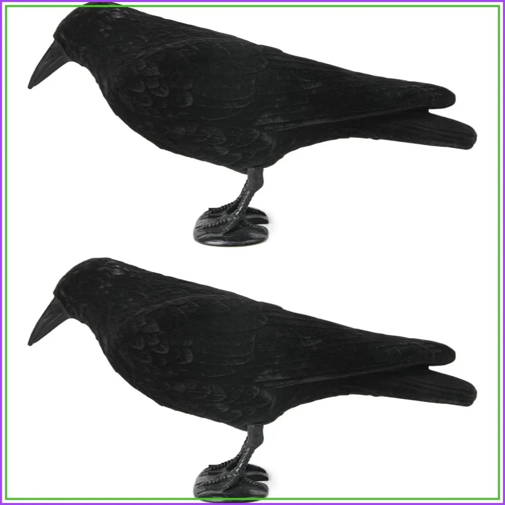 Crow Decoy 2-Pack: Plastic Fake Crows Garden Yard