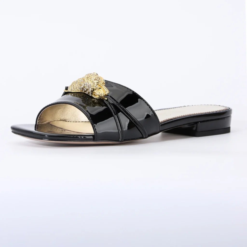 Designer Shoes Women Jeweled Snake Flat Slides Sandals