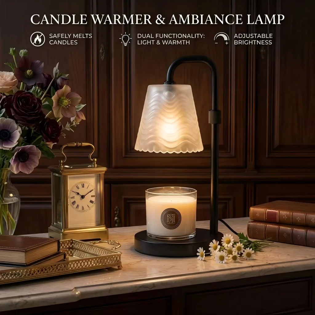Electric Candle Warmer Lamp 4-Key Smart Timer Dimmer,