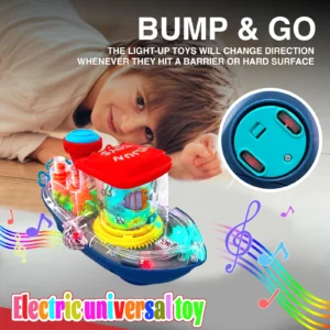 Electric Simulation Transparent Gear Rotating Cruise Ship Toy