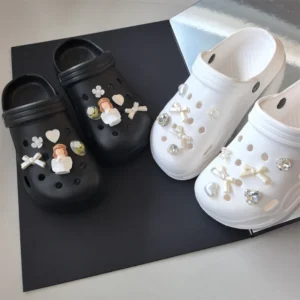 Elegant Angel Shoes Charms Set White Bow &