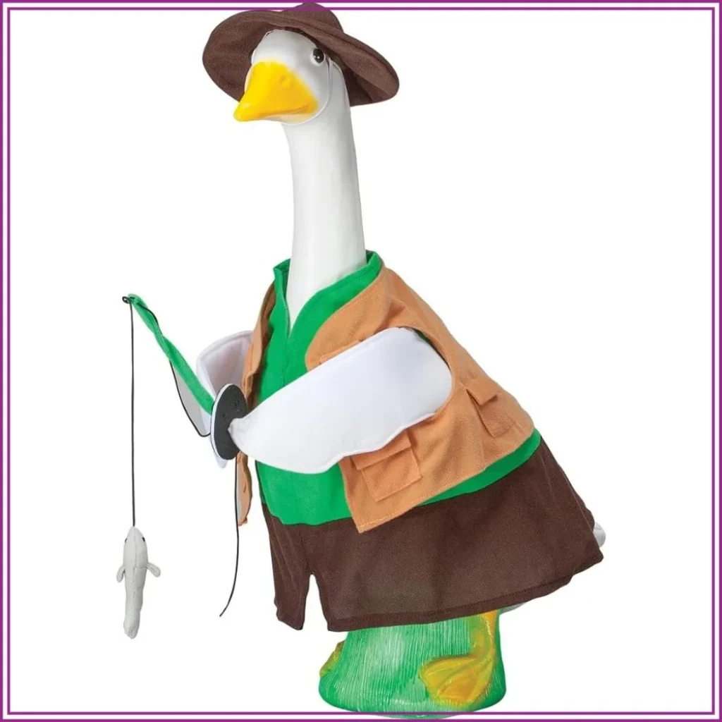 Fishing Goose Outfit 23″ H Statue, Large Size