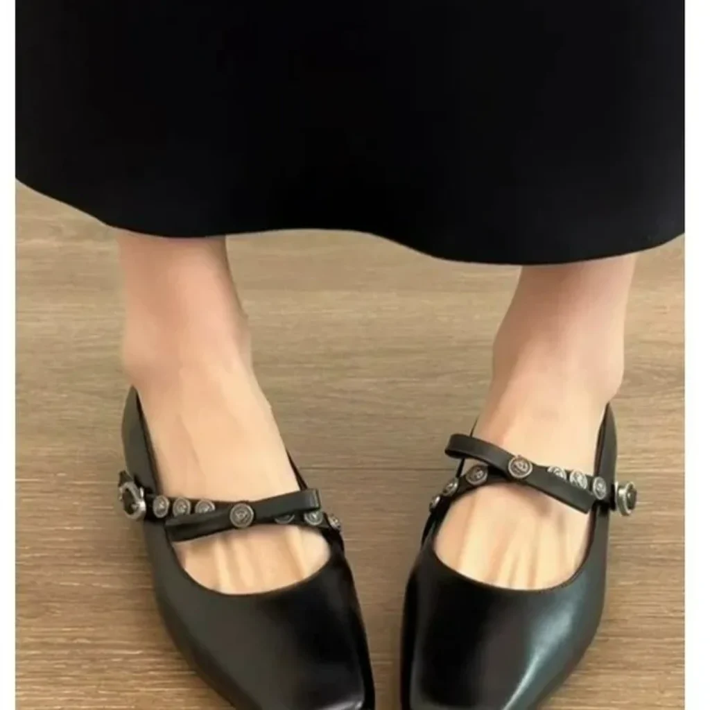 French-style Bow Square-toe Chunky-heel Mary Jane Shoes Women