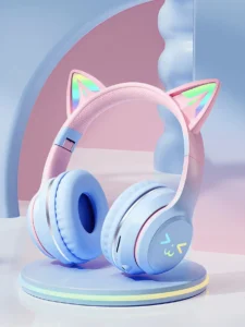 GENAI Wireless Headphones LED Cat Ear Design, Cute
