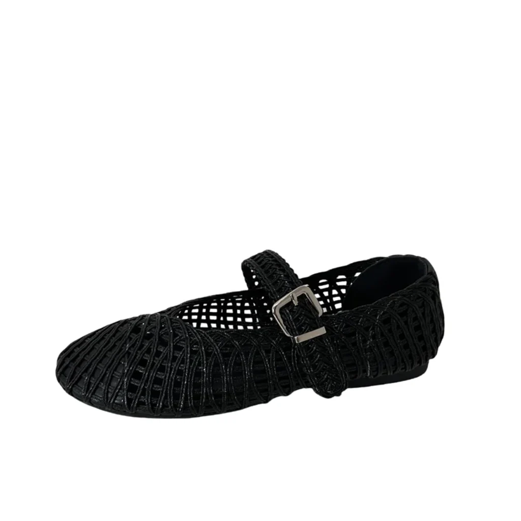 Gold Flats Shoes Woman Low Heels Office Pumps