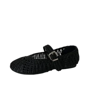 Gold Flats Shoes Woman Low Heels Office Pumps