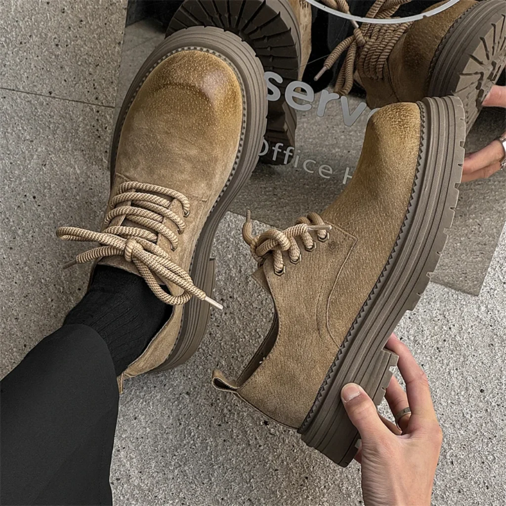 High Quality Men Casual Leather Shoes Comfy Thick