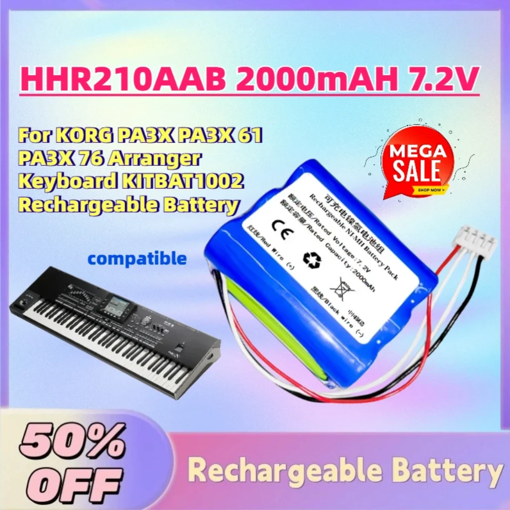 Stock HHR210AAB 2000mAH 7.2V NI-MH Battery KORG PA3X