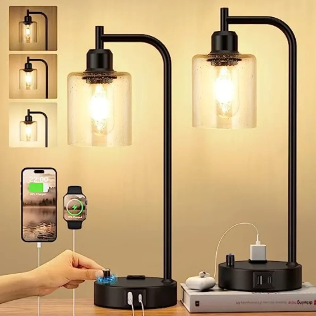 Industrial Table Lamps Bedrooms – Fully Dimmable Bedside