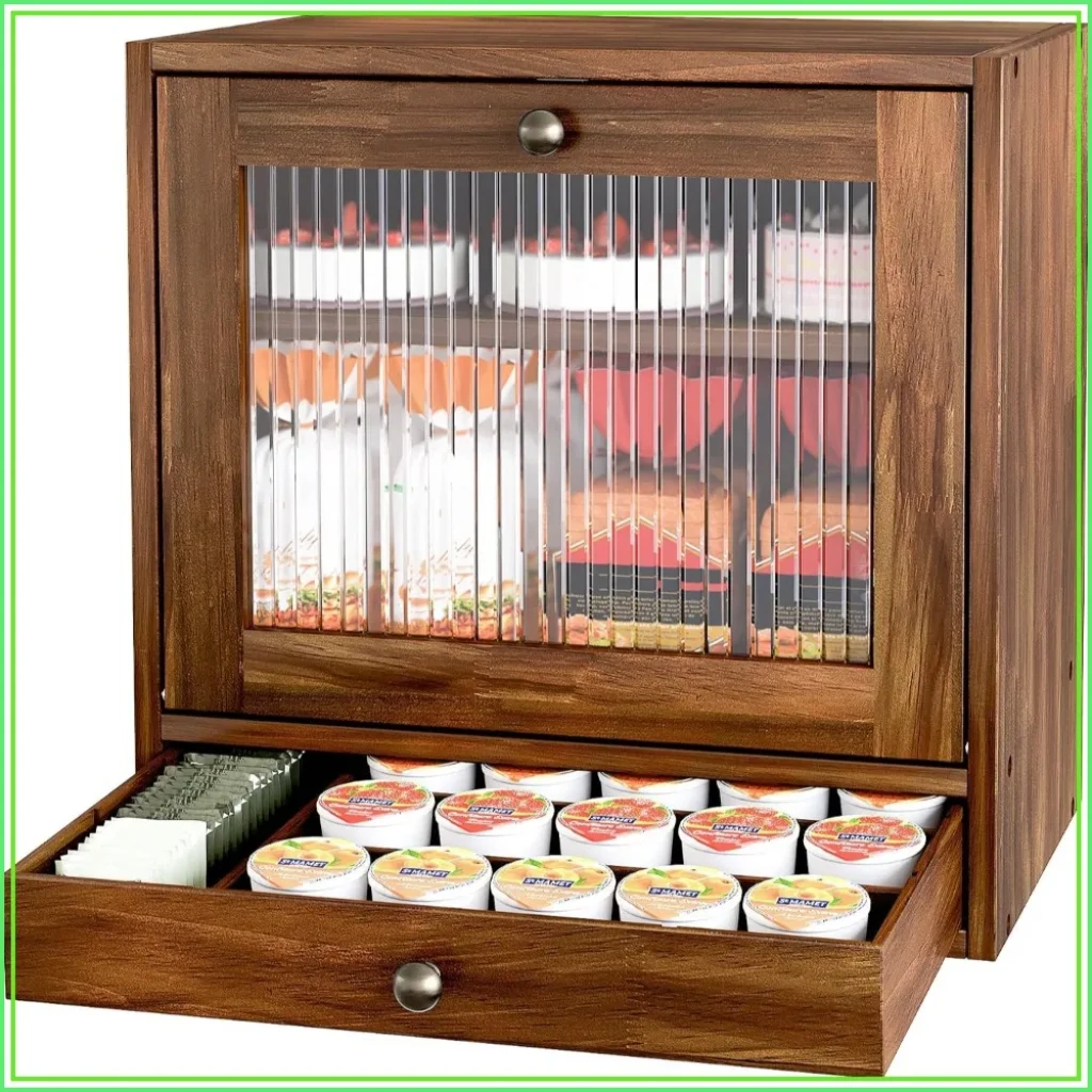 Large Capacity Wooden Bread Box Kitchen Countertop Ventilation
