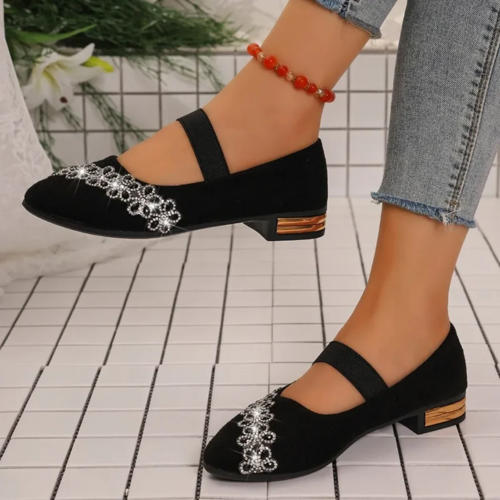 Large Size Low-heeled Square-toe Pointed-toe Slip-on Suede Versatile