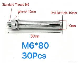 M6*80 Hex Expansion Anchor Bolt Concrete Brick Wall