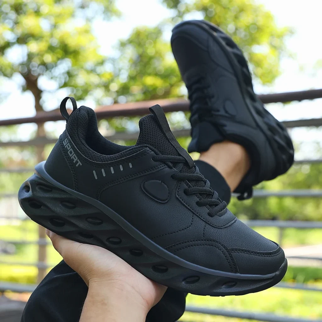 Men’s All Black Casual Sports Sneakers Breathable Inner