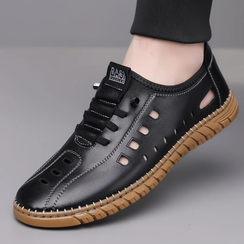 Men’s Comfortable Hollow Slip-on Loafers, Breathable Anti-slip Soft