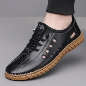 Men’s Comfortable Hollow Slip-on Loafers, Breathable Anti-slip Soft