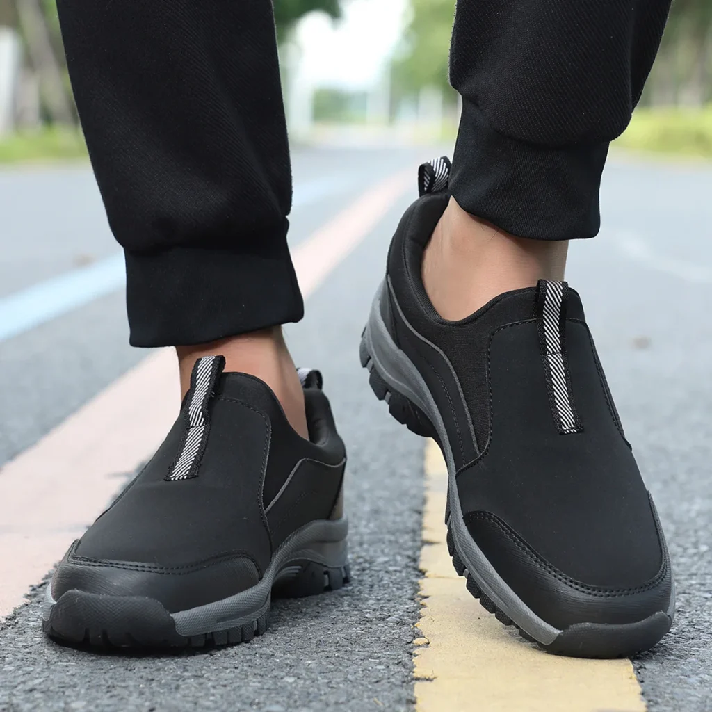 Men’s Outdoor Slip-On Four-Sided Elastic Leather Patch Comfortable
