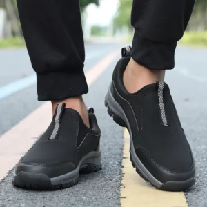 Men’s Outdoor Slip-On Four-Sided Elastic Leather Patch Comfortable