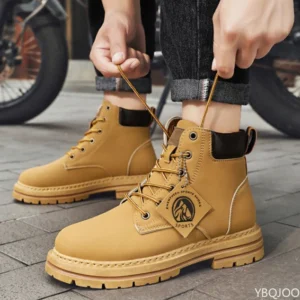 Men’s Spring Autumn retro high top boots simple
