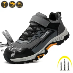 Men’s work shoes steel toe cap, breathable shock-resistant,